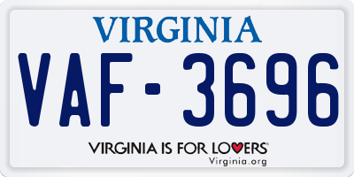 VA license plate VAF3696