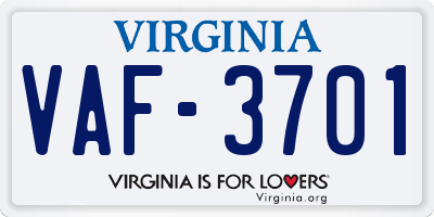 VA license plate VAF3701