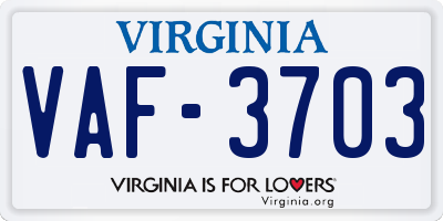 VA license plate VAF3703