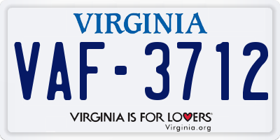 VA license plate VAF3712