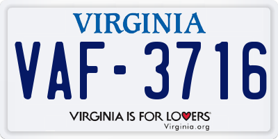 VA license plate VAF3716