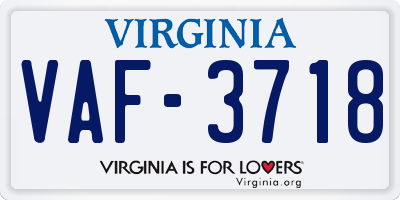 VA license plate VAF3718