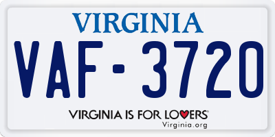 VA license plate VAF3720