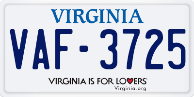 VA license plate VAF3725