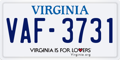 VA license plate VAF3731