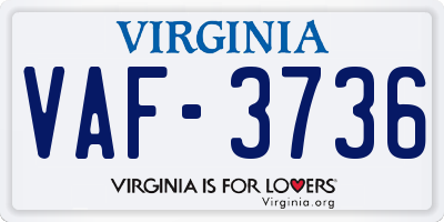 VA license plate VAF3736