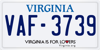 VA license plate VAF3739
