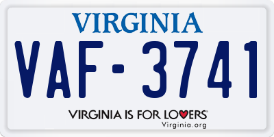 VA license plate VAF3741