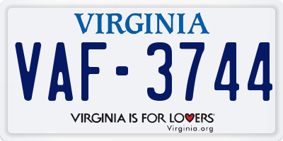 VA license plate VAF3744