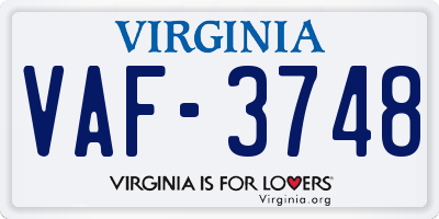VA license plate VAF3748