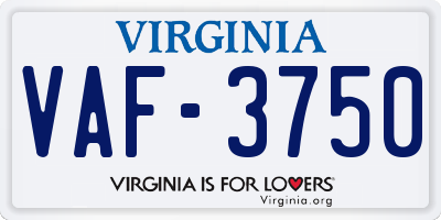 VA license plate VAF3750