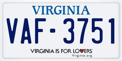 VA license plate VAF3751