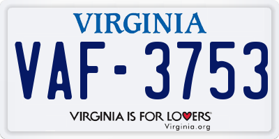VA license plate VAF3753