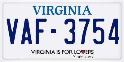 VA license plate VAF3754