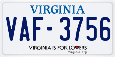 VA license plate VAF3756