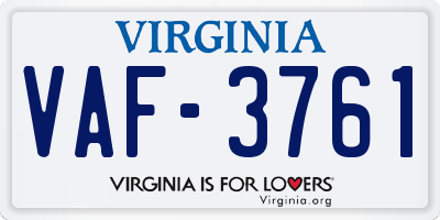 VA license plate VAF3761