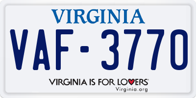 VA license plate VAF3770