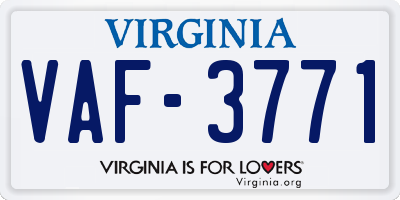 VA license plate VAF3771