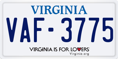 VA license plate VAF3775