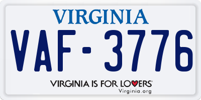 VA license plate VAF3776
