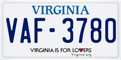 VA license plate VAF3780