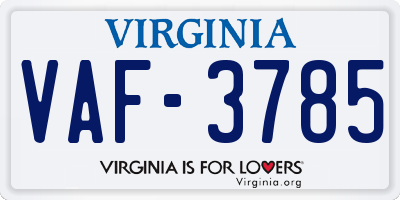 VA license plate VAF3785