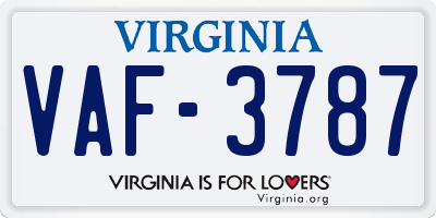 VA license plate VAF3787