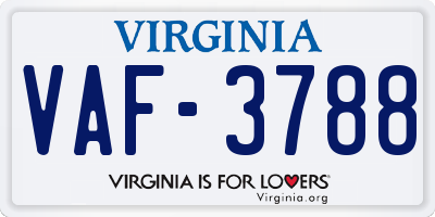 VA license plate VAF3788
