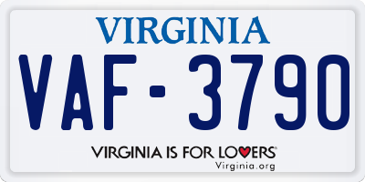 VA license plate VAF3790