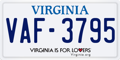 VA license plate VAF3795