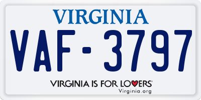 VA license plate VAF3797