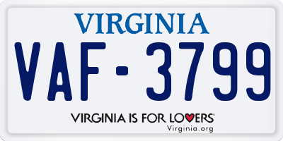 VA license plate VAF3799