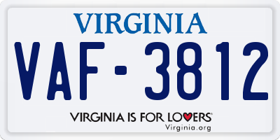 VA license plate VAF3812