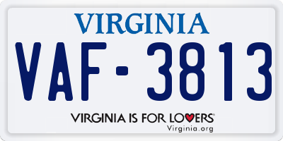 VA license plate VAF3813