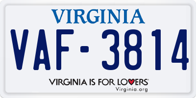 VA license plate VAF3814