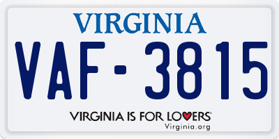 VA license plate VAF3815