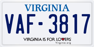 VA license plate VAF3817