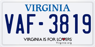 VA license plate VAF3819
