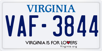 VA license plate VAF3844