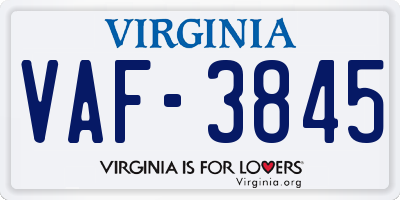 VA license plate VAF3845