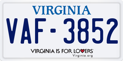 VA license plate VAF3852