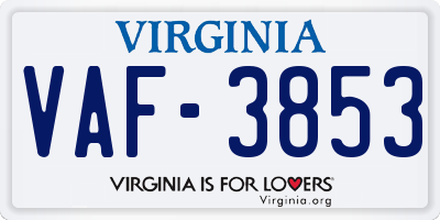 VA license plate VAF3853