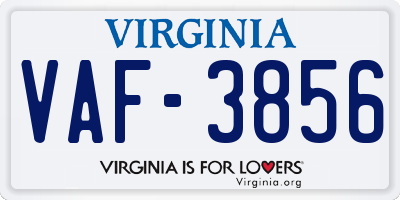 VA license plate VAF3856