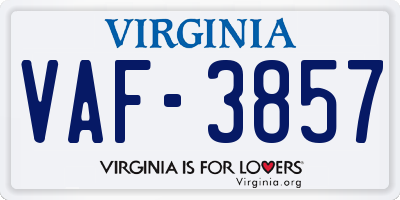 VA license plate VAF3857