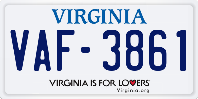 VA license plate VAF3861