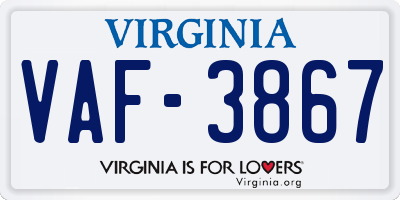 VA license plate VAF3867