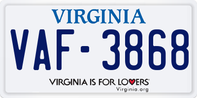 VA license plate VAF3868