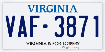 VA license plate VAF3871