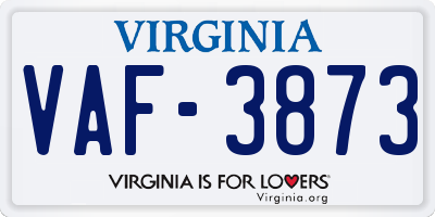 VA license plate VAF3873