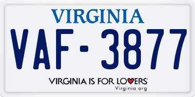 VA license plate VAF3877